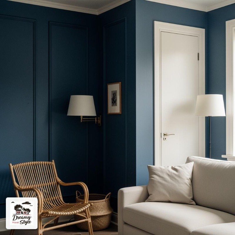 Navy Blue + Warm White + Natural Rattan