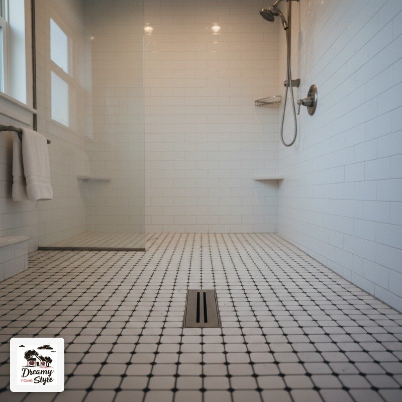 Mini Checkerboard Mosaic Tile for a Shower Floor