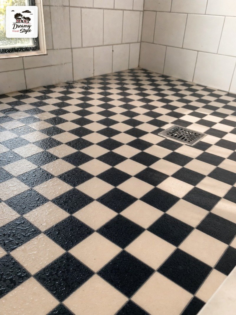 Mini Checkerboard Mosaic Tile for a Shower Floor