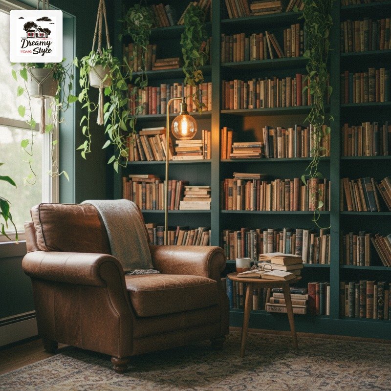 Old Books and Green Walls: Built-in Shelves Done the Cozy Way