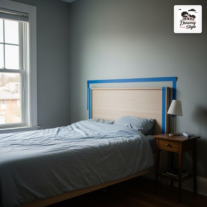 Try Blue Washi Tape to Create a DIY Headboard on the Wall
