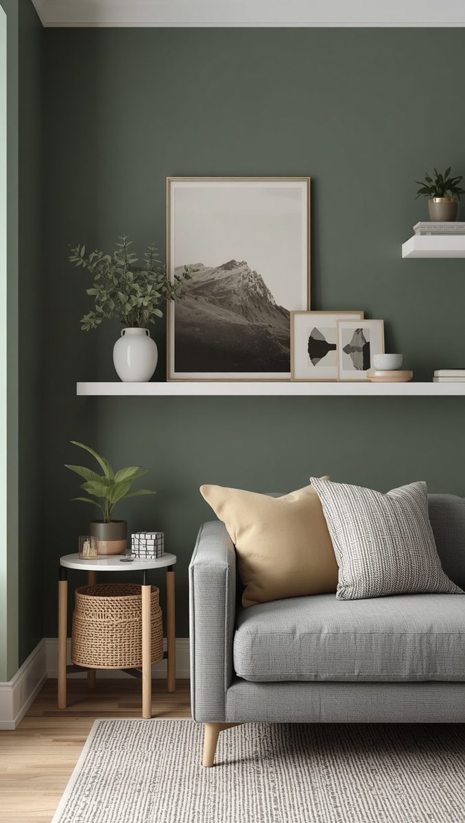 Picture ledge wall styled with seasonal decor