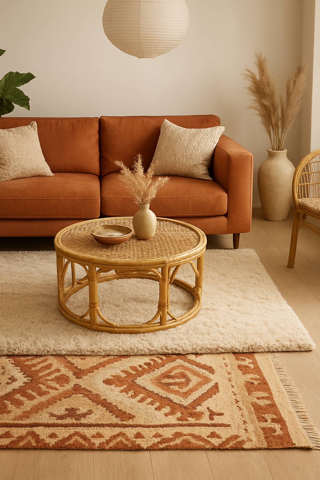 Overlap Rugs Inside the Seating Area, Not Across It