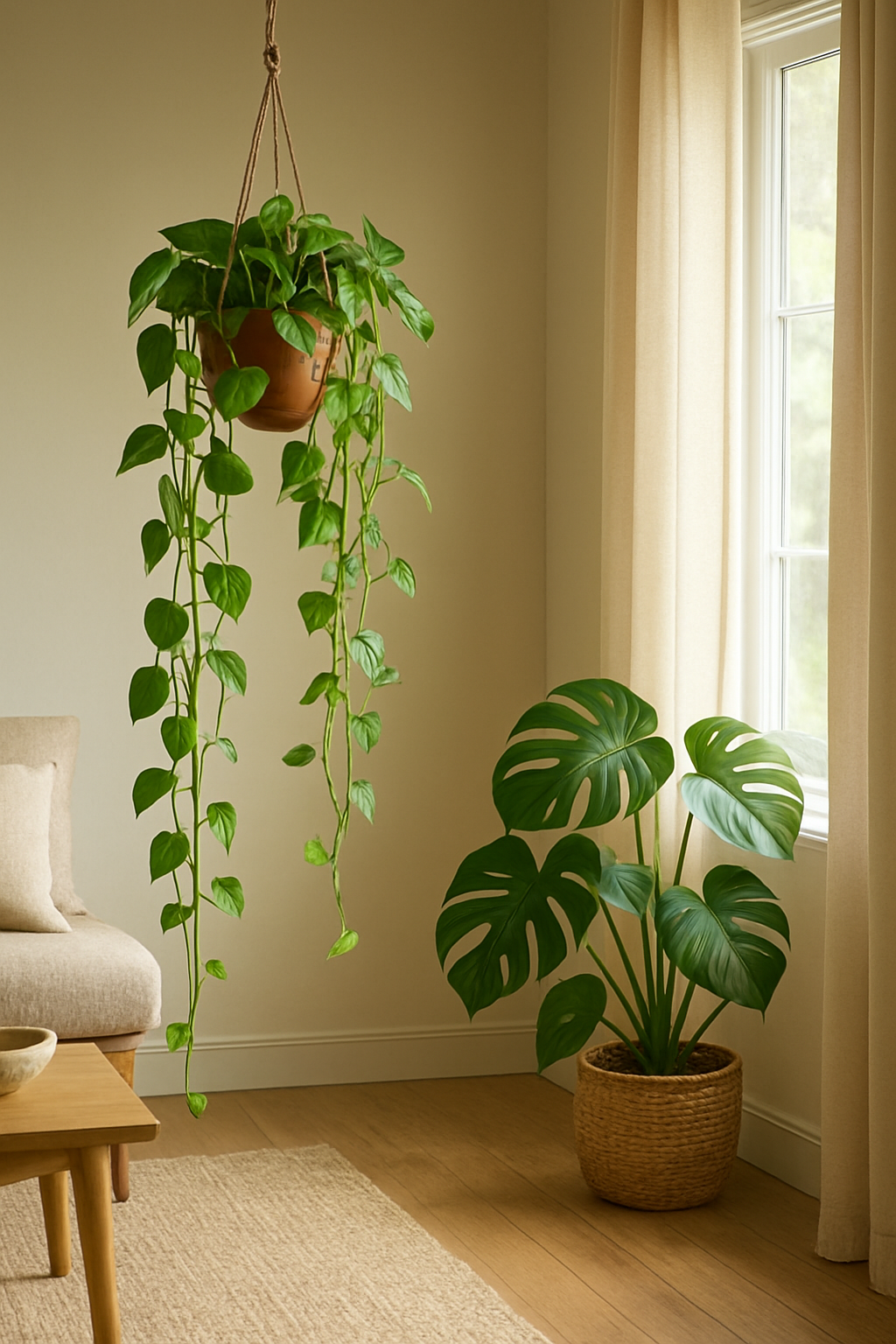 Biscuit Doesn't Get a Say in Where the Pothos Hangs